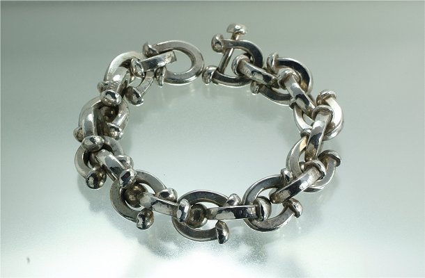 Solid sterling silver heavy link bracelet
